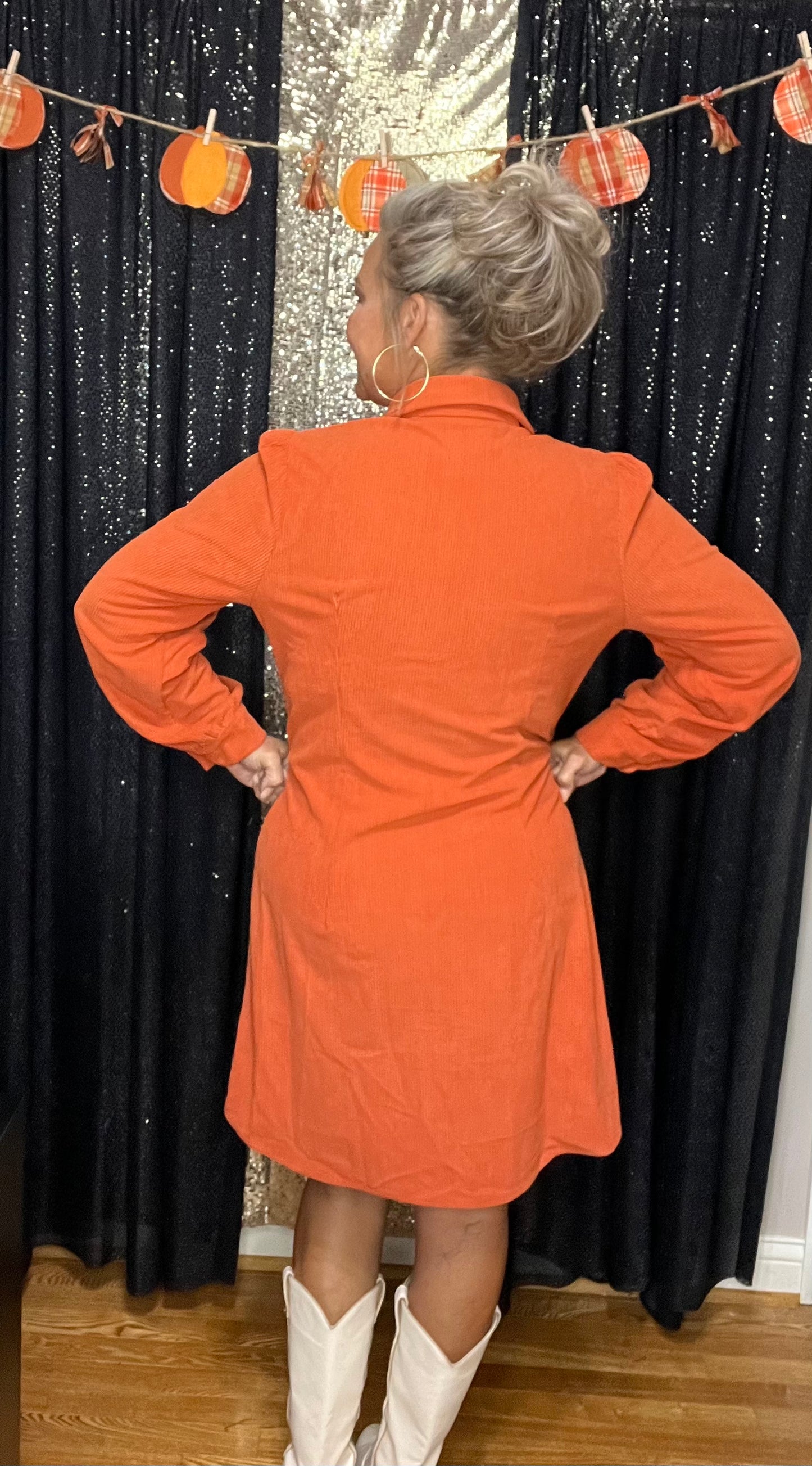 Orange You Glad It's Corduroy Dress (IN STOCK)