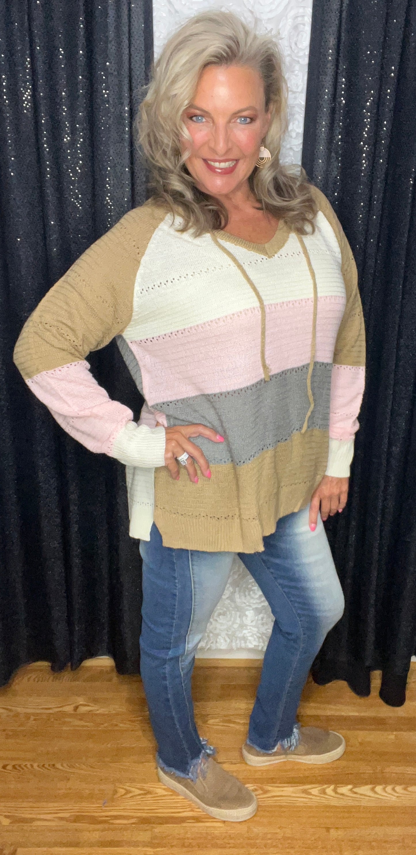 Happy In My Color Block Hoodie (IN STOCK)