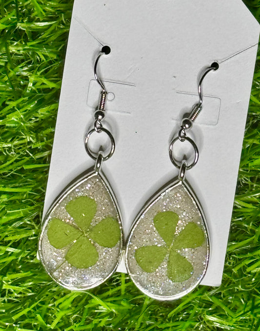 Naturally Lucky Four Leaf Clover Earrings