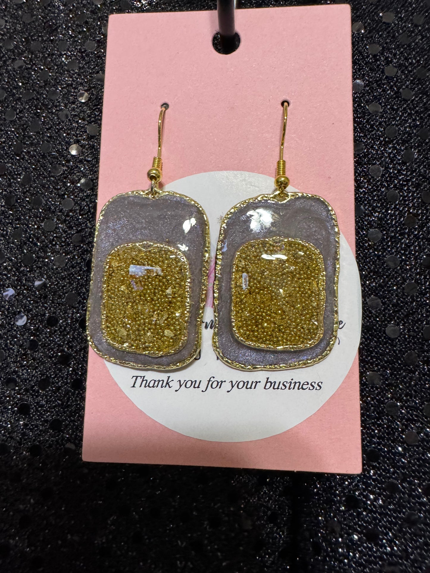 Glitter And Gold Pendant and Earrings Set
