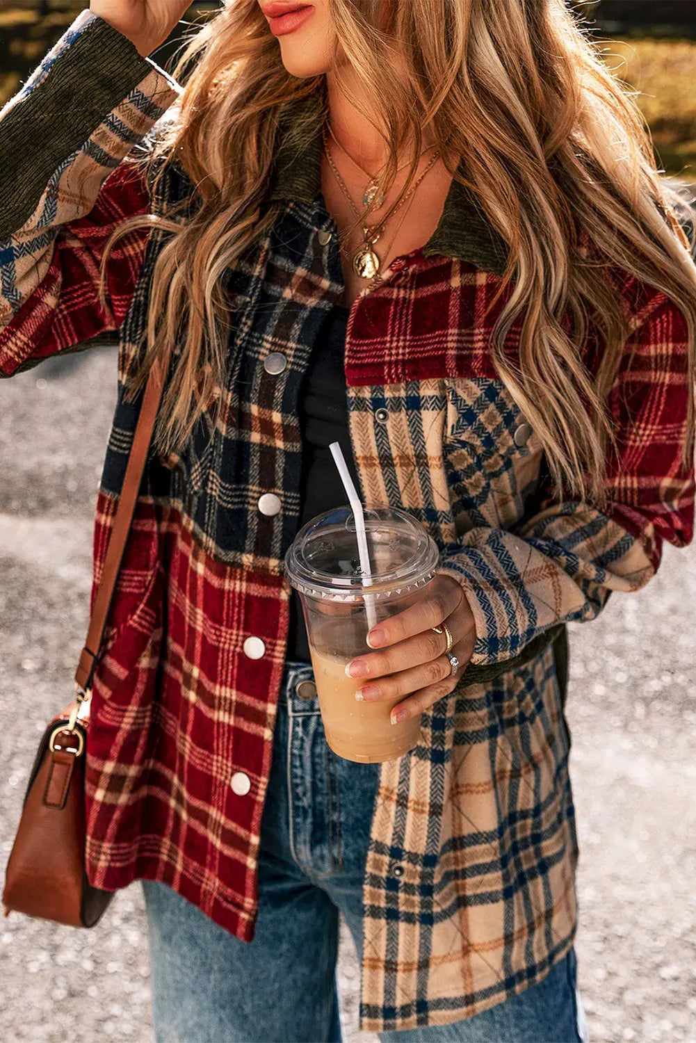Plaid Button Up Long Sleeve Shacket (IN STOCK)