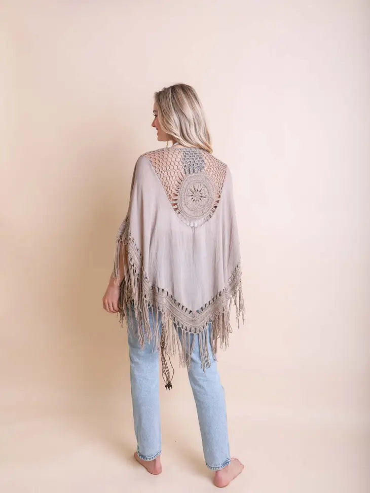Mocha Medallion Crochet Kimono (IN STOCK)