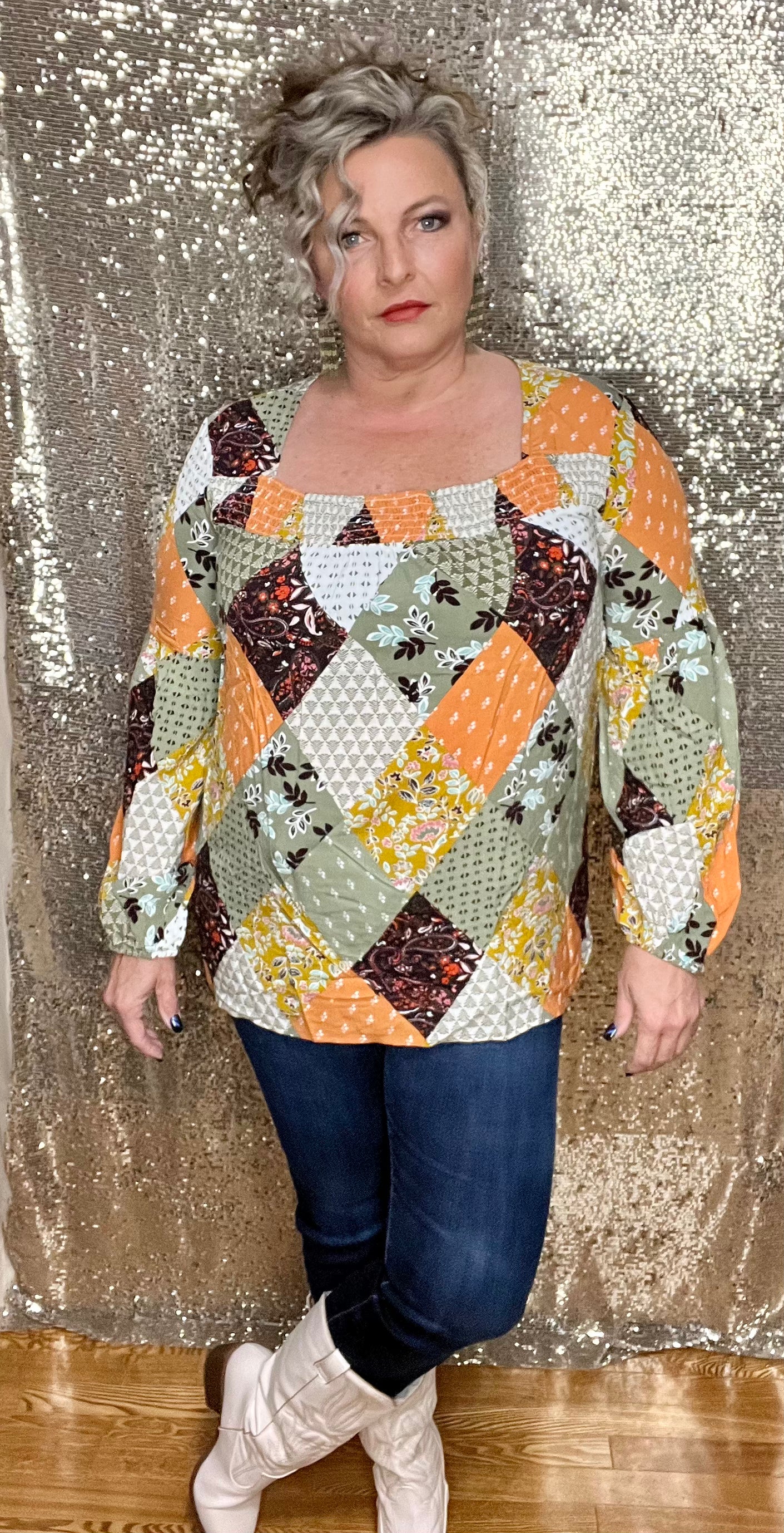 Patchwork and Print Top (IN STOCK)