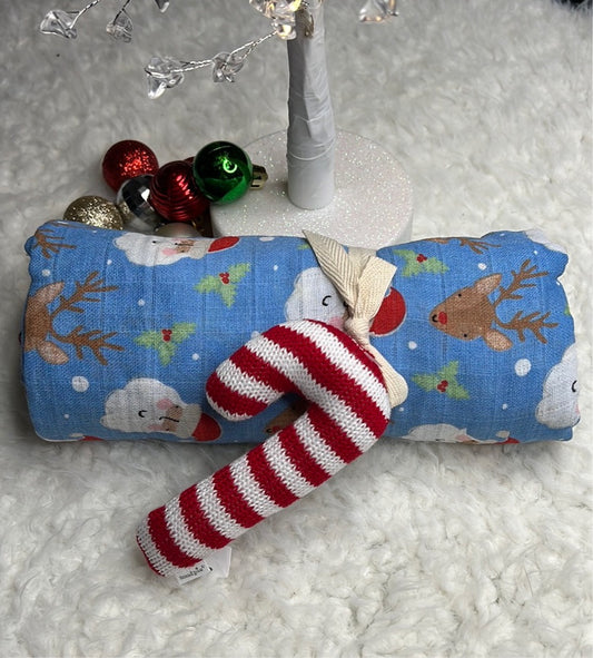 Santa’s Reindeer Muslin Blanket and Toy Set