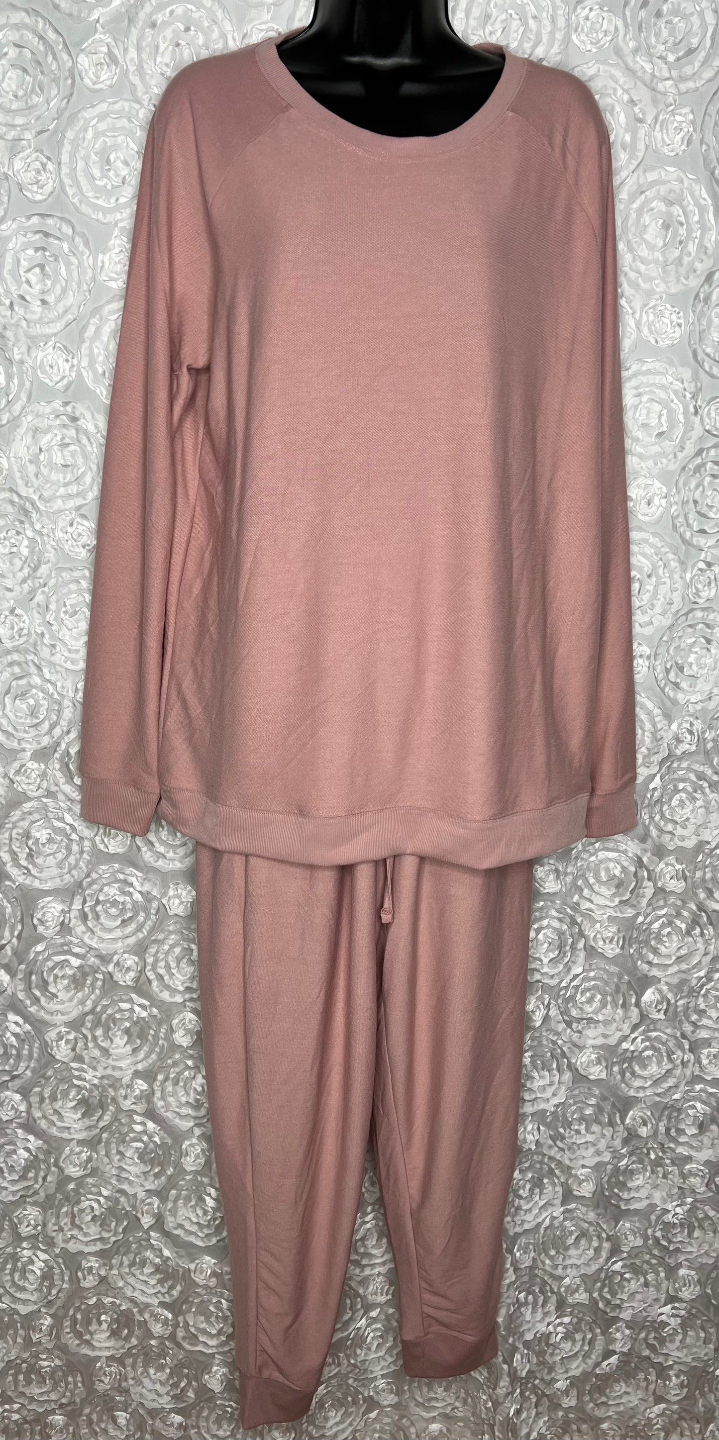 Keep It Casual - Cream Mauve/Dk. Burgundy Jogger Set