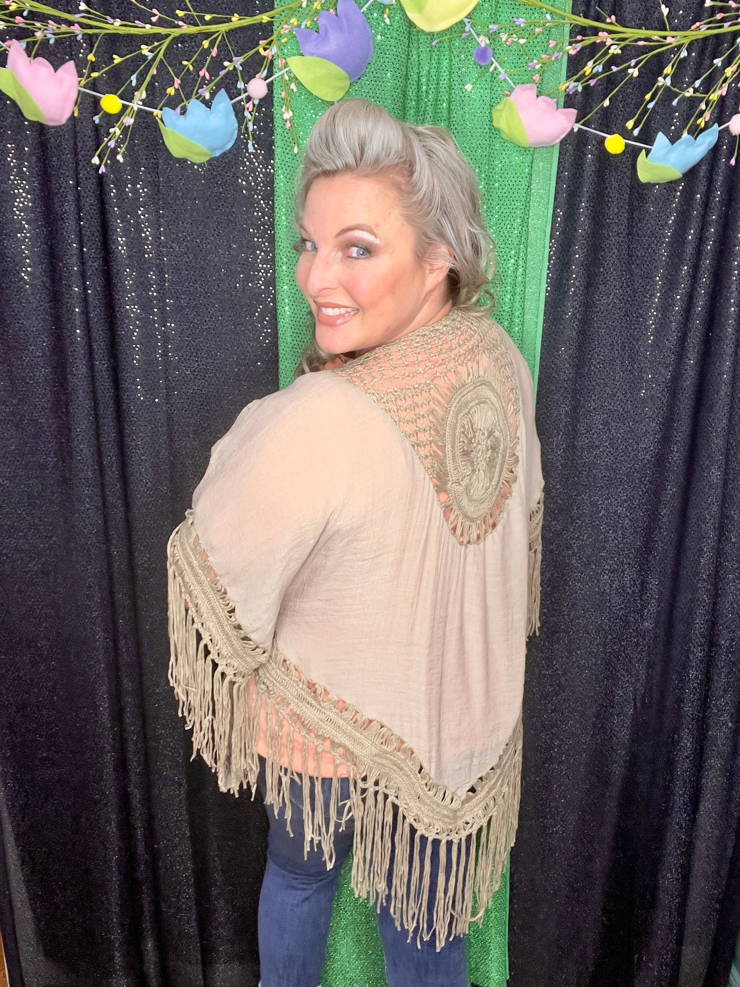 Mocha Medallion Crochet Kimono (IN STOCK)