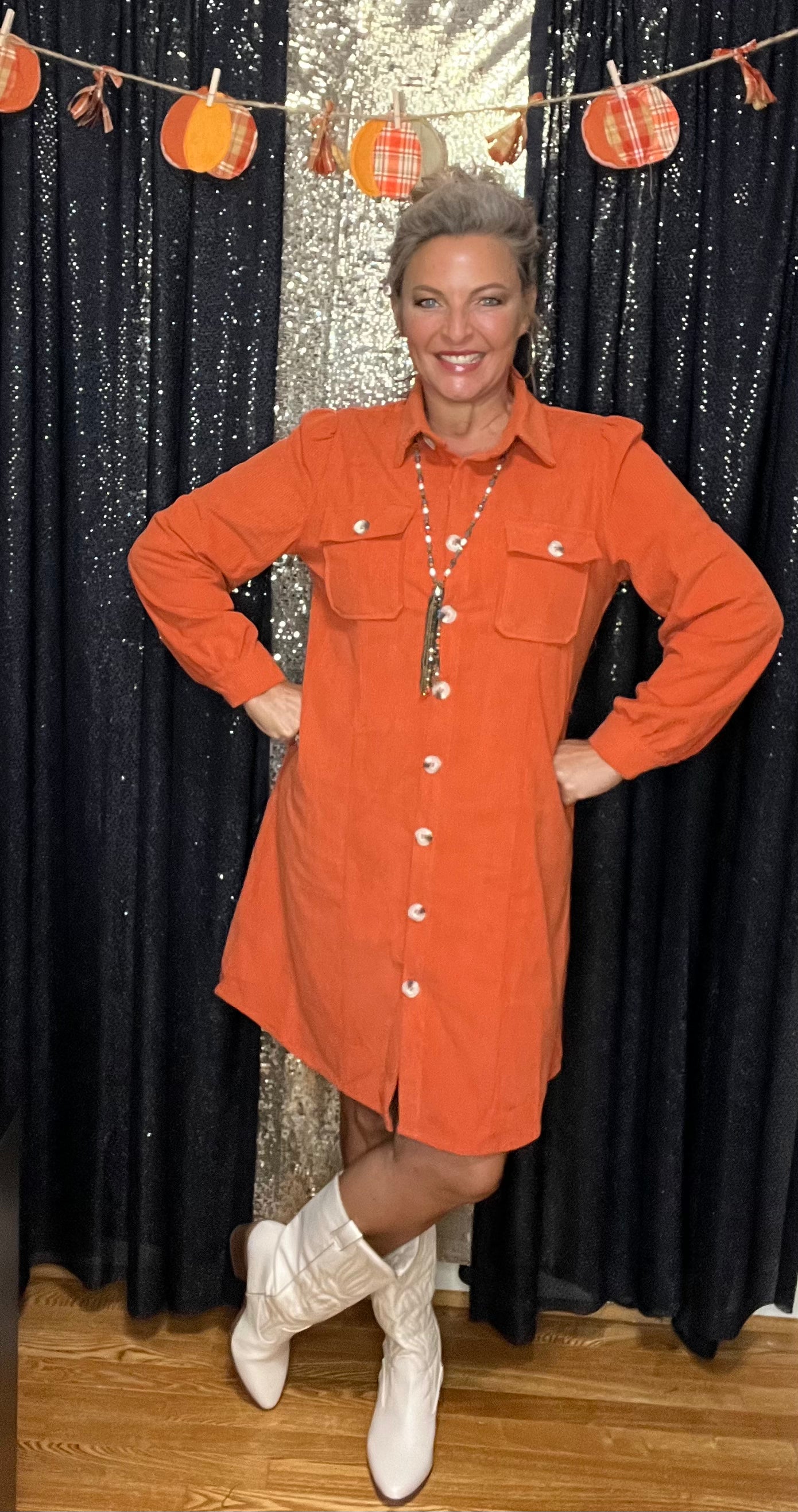 Orange You Glad It's Corduroy Dress (IN STOCK)