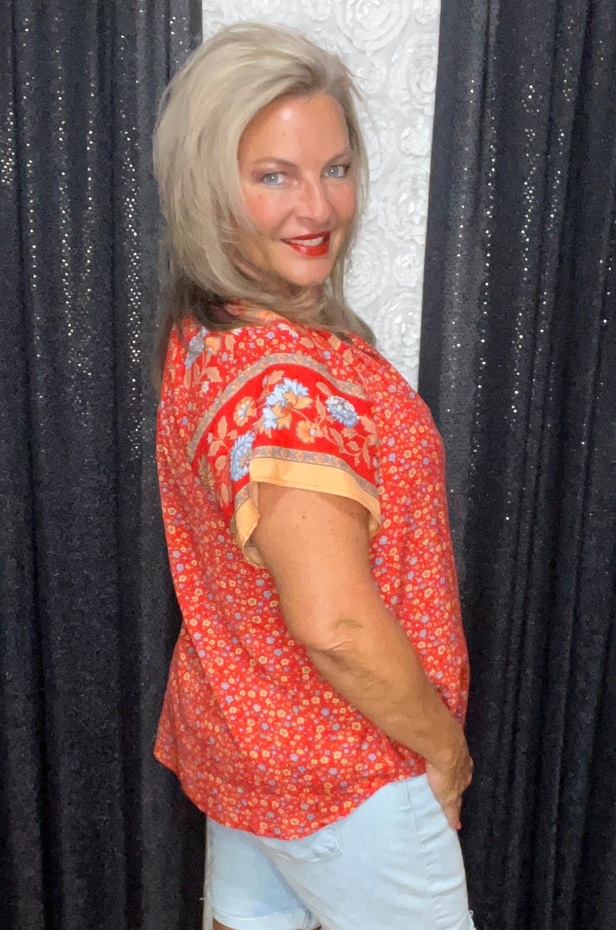 Boho Beautiful In Red Blouse (IN STOCK)