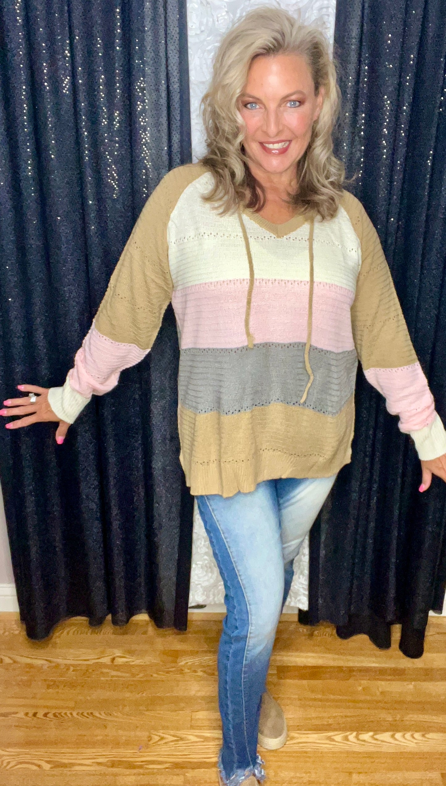 Happy In My Color Block Hoodie (IN STOCK)