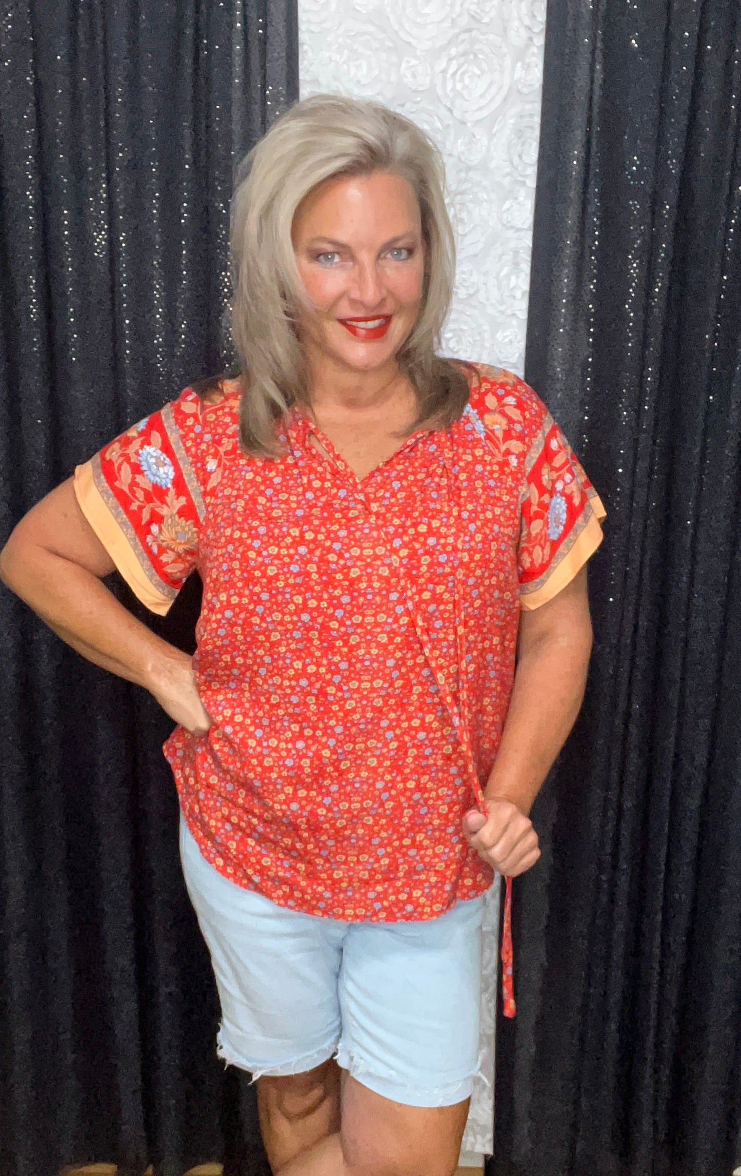 Boho Beautiful In Red Blouse (IN STOCK)