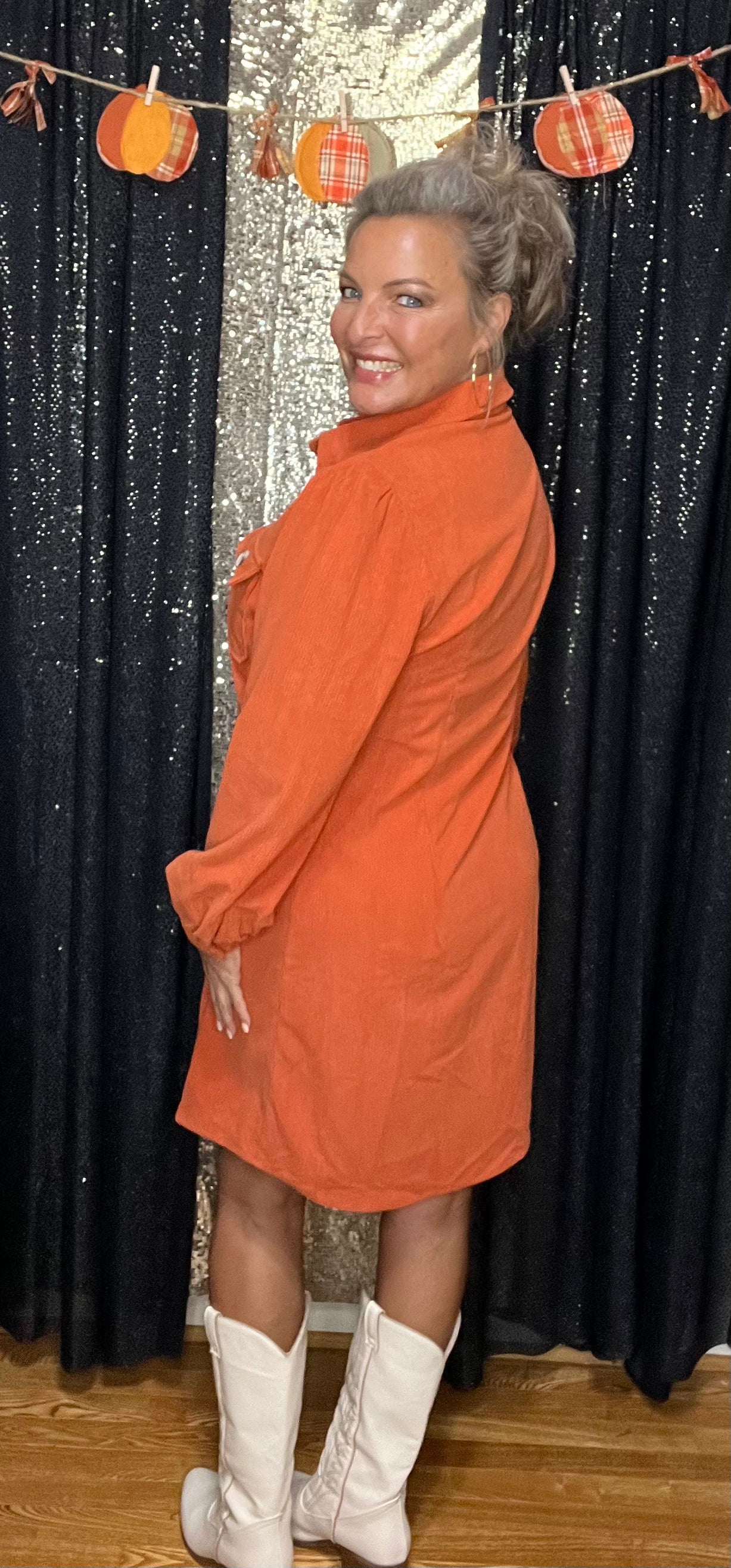 Orange You Glad It's Corduroy Dress (IN STOCK)