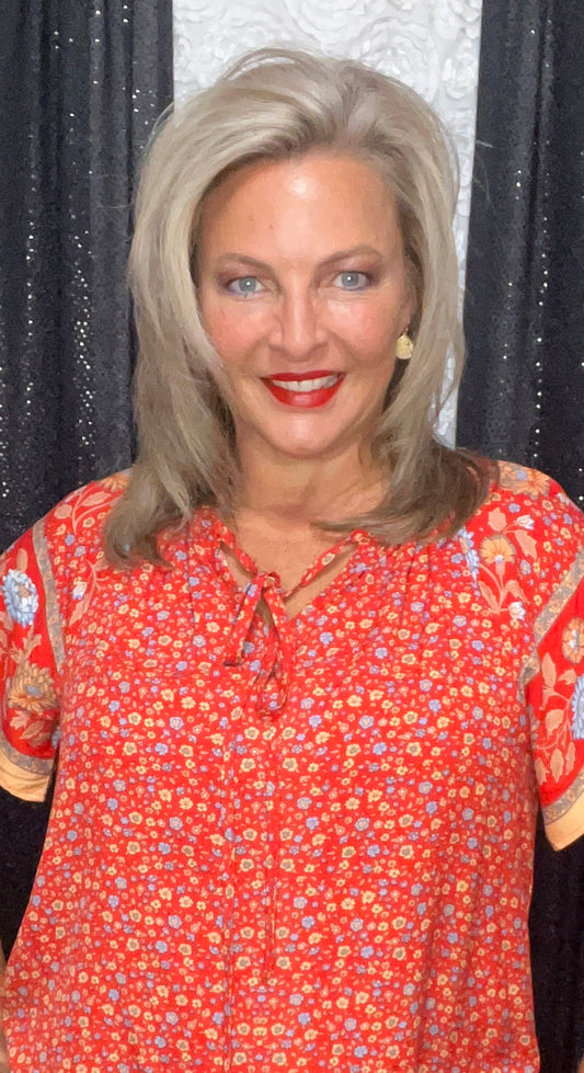Boho Beautiful In Red Blouse (IN STOCK)