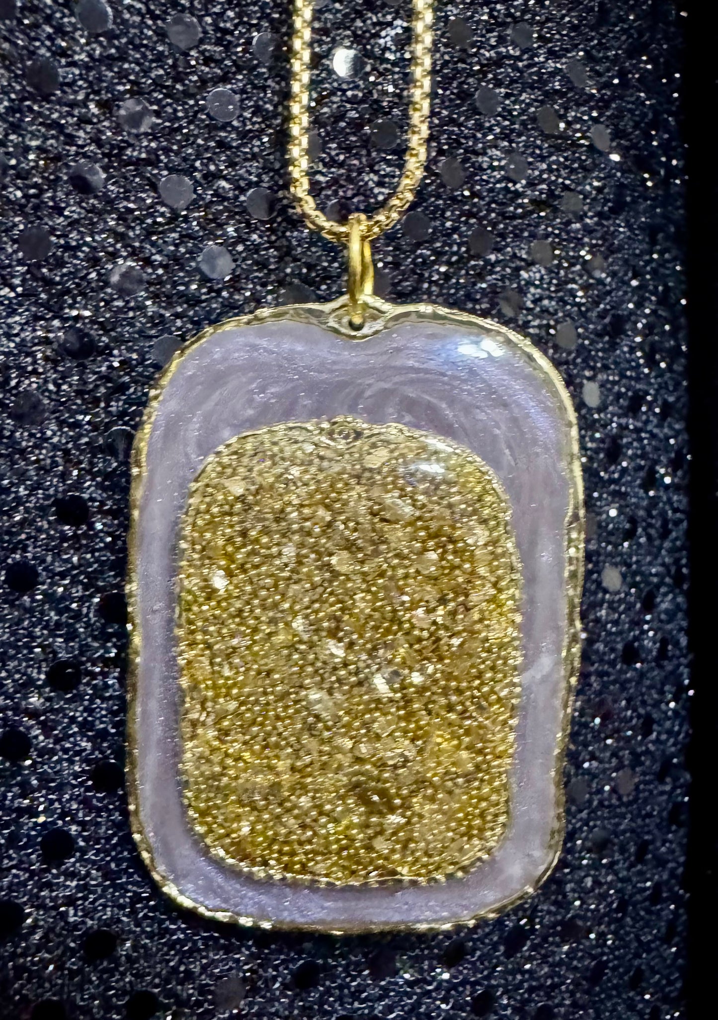 Glitter And Gold Pendant and Earrings Set