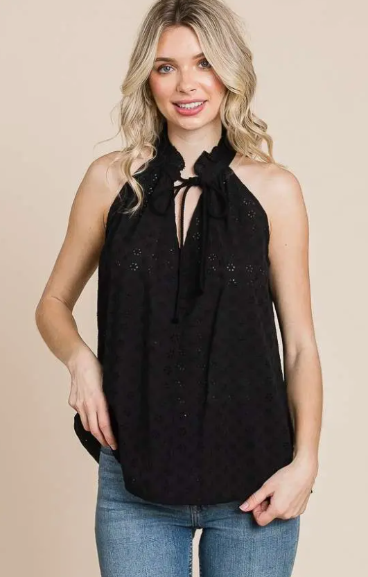Back In Black Flare Halter (IN STOCK)