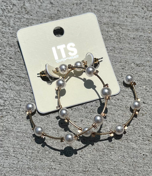 Pearl Hoop Earrings (IN STOCK)