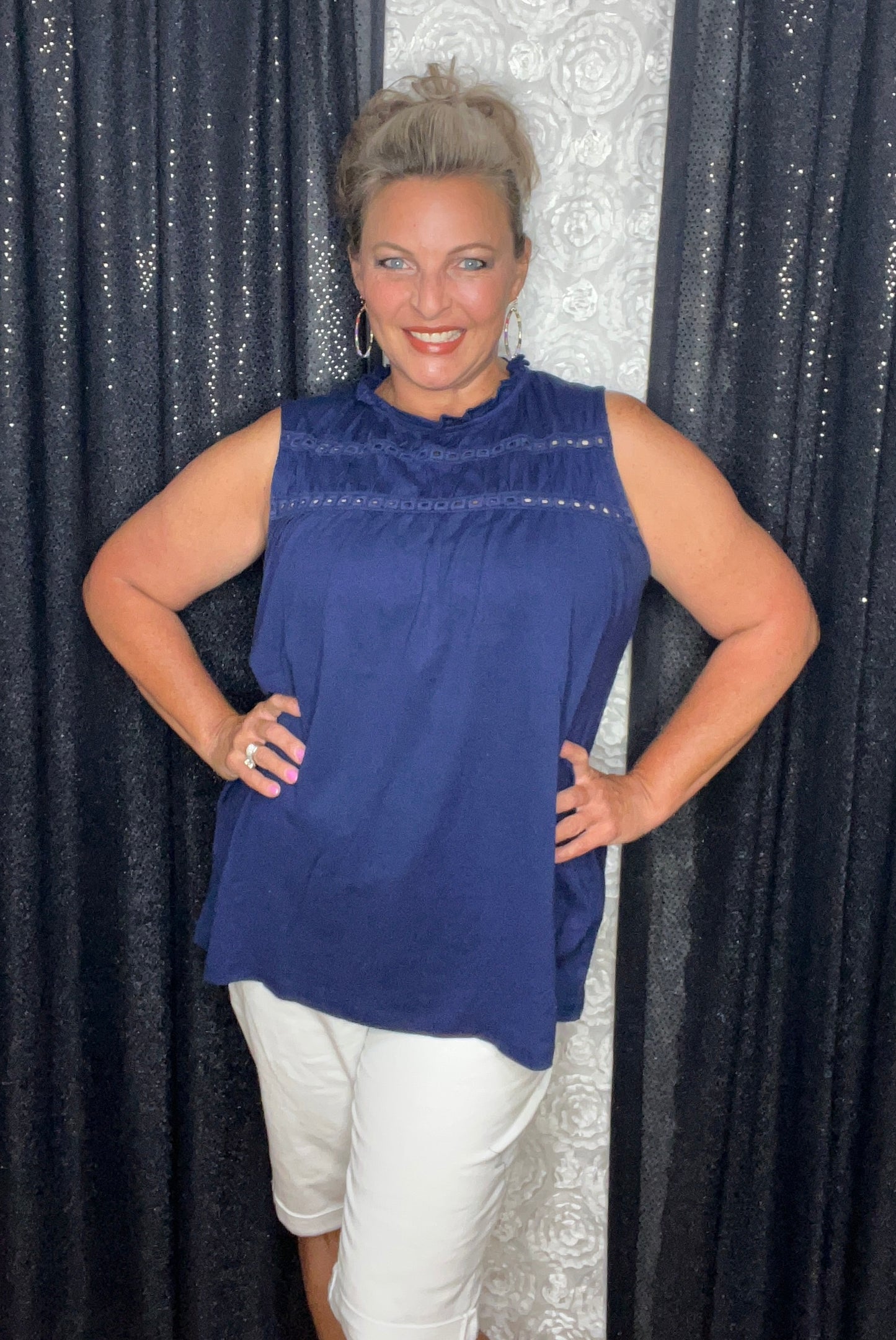 Sleeveless and Sunny Navy Top (IN STOCK)