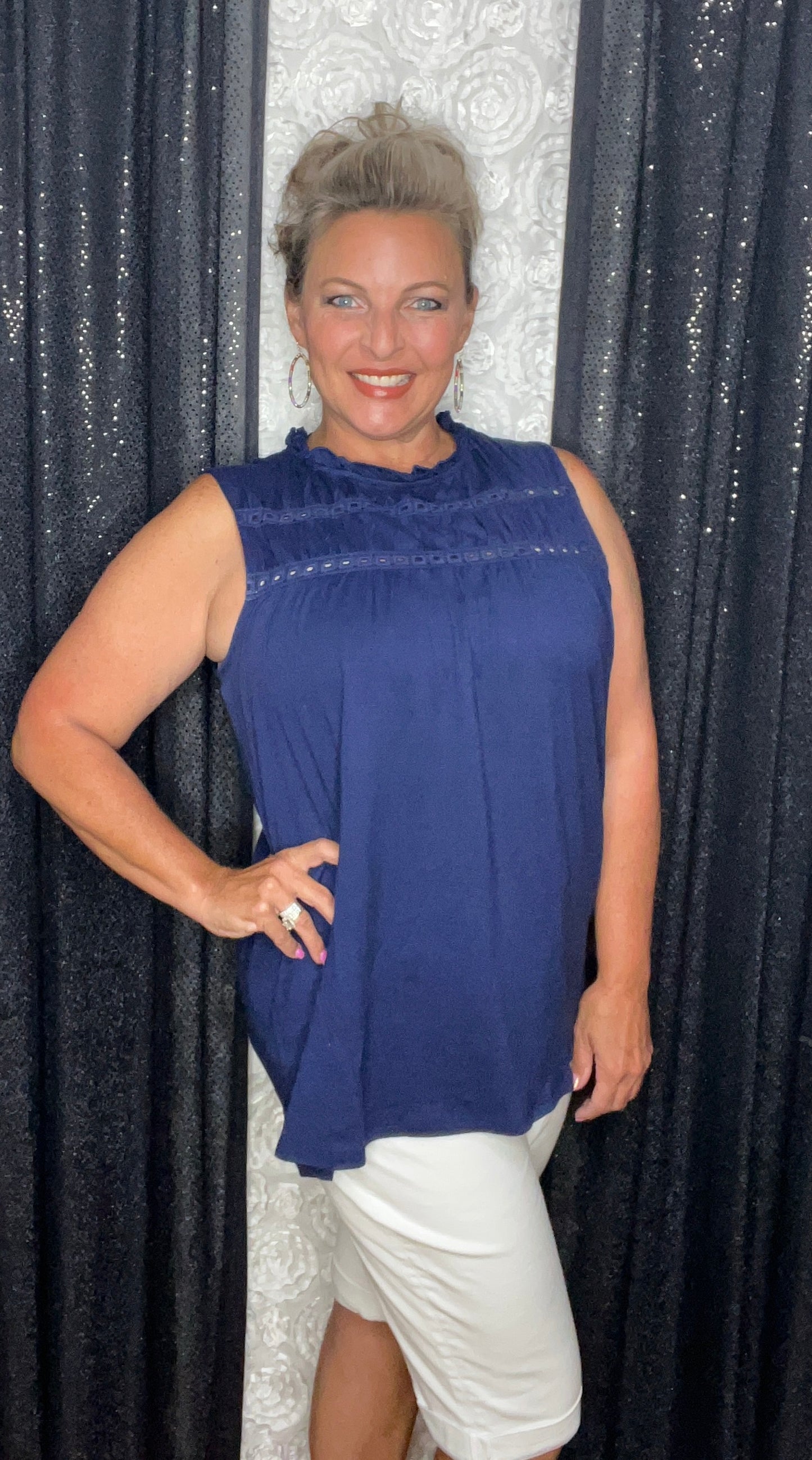 Sleeveless and Sunny Navy Top (IN STOCK)