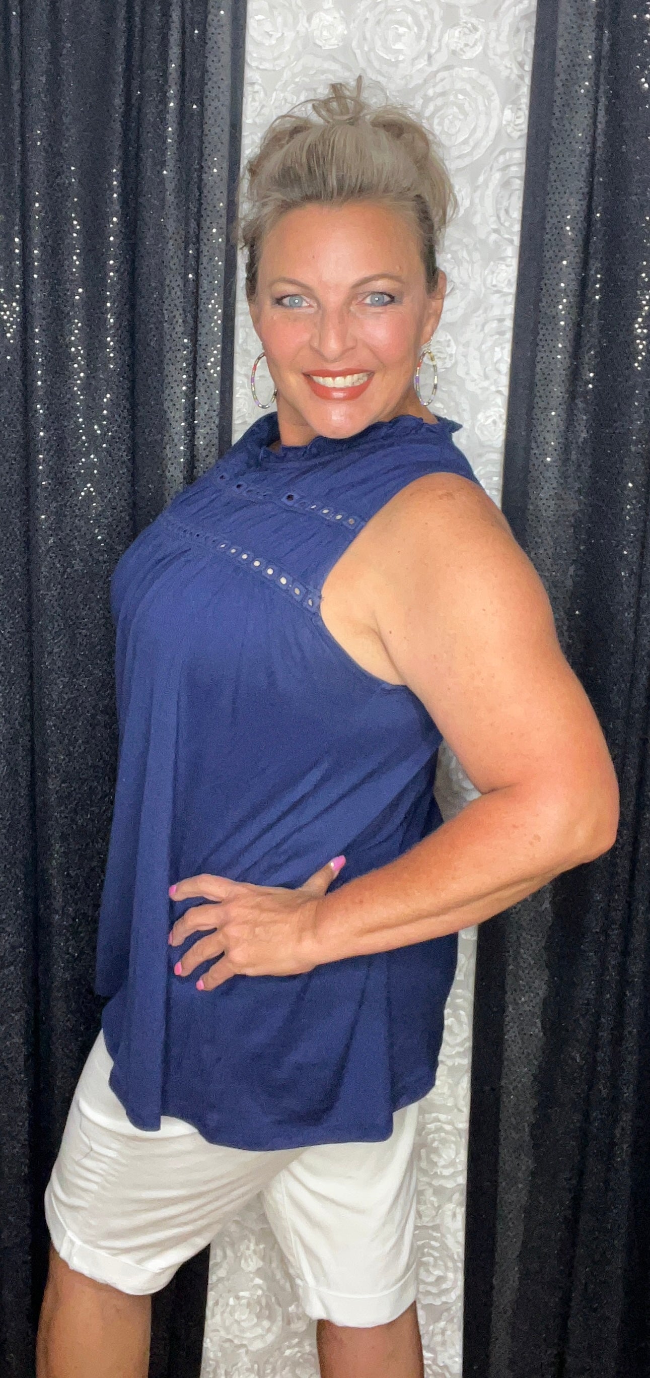 Sleeveless and Sunny Navy Top (IN STOCK)