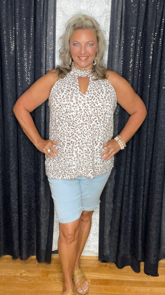LEOPARD HALTER TOP  (IN STOCK)