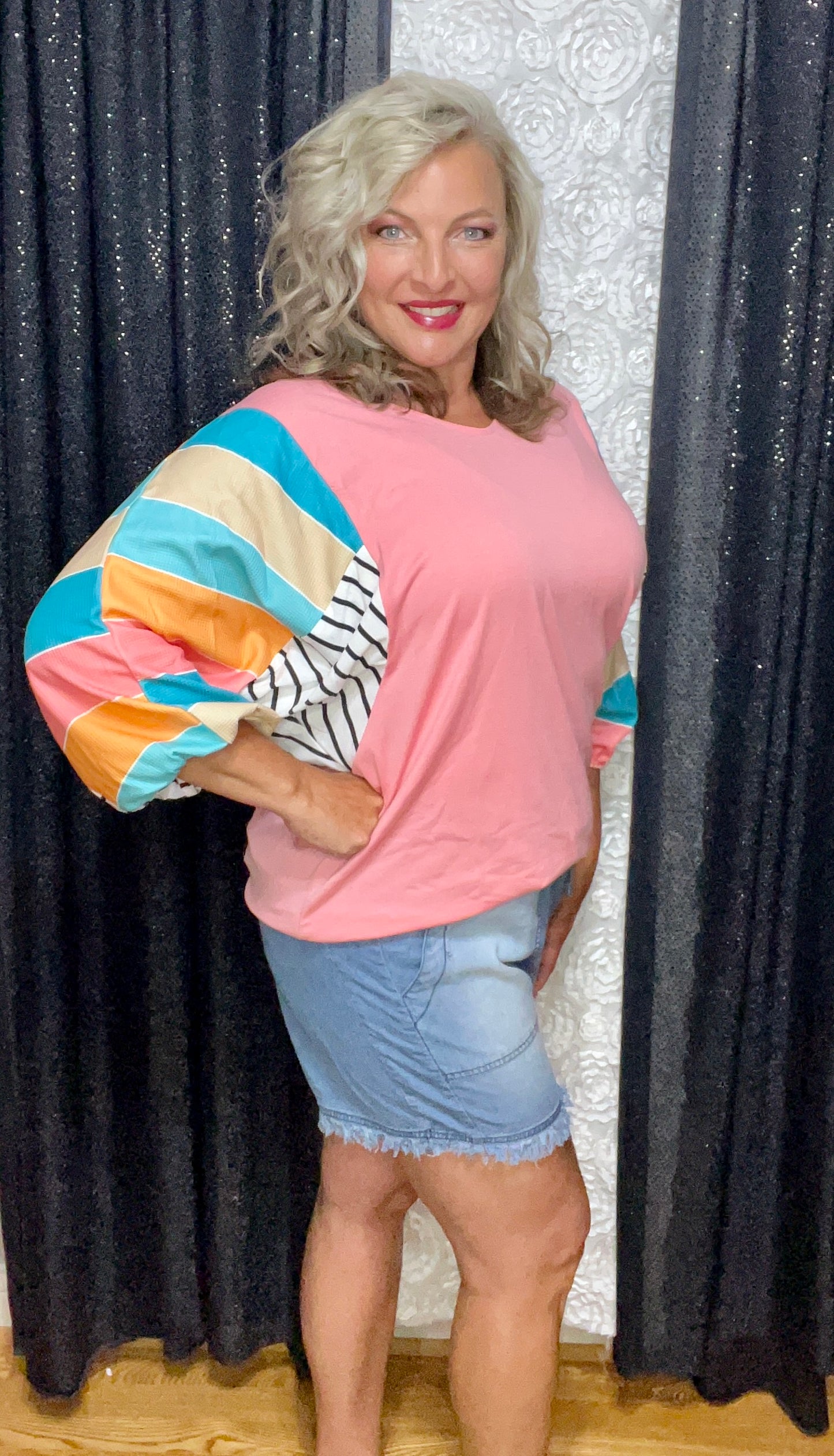 Pink With Pizzazz Bubble Sleeve Top (IN STOCK)