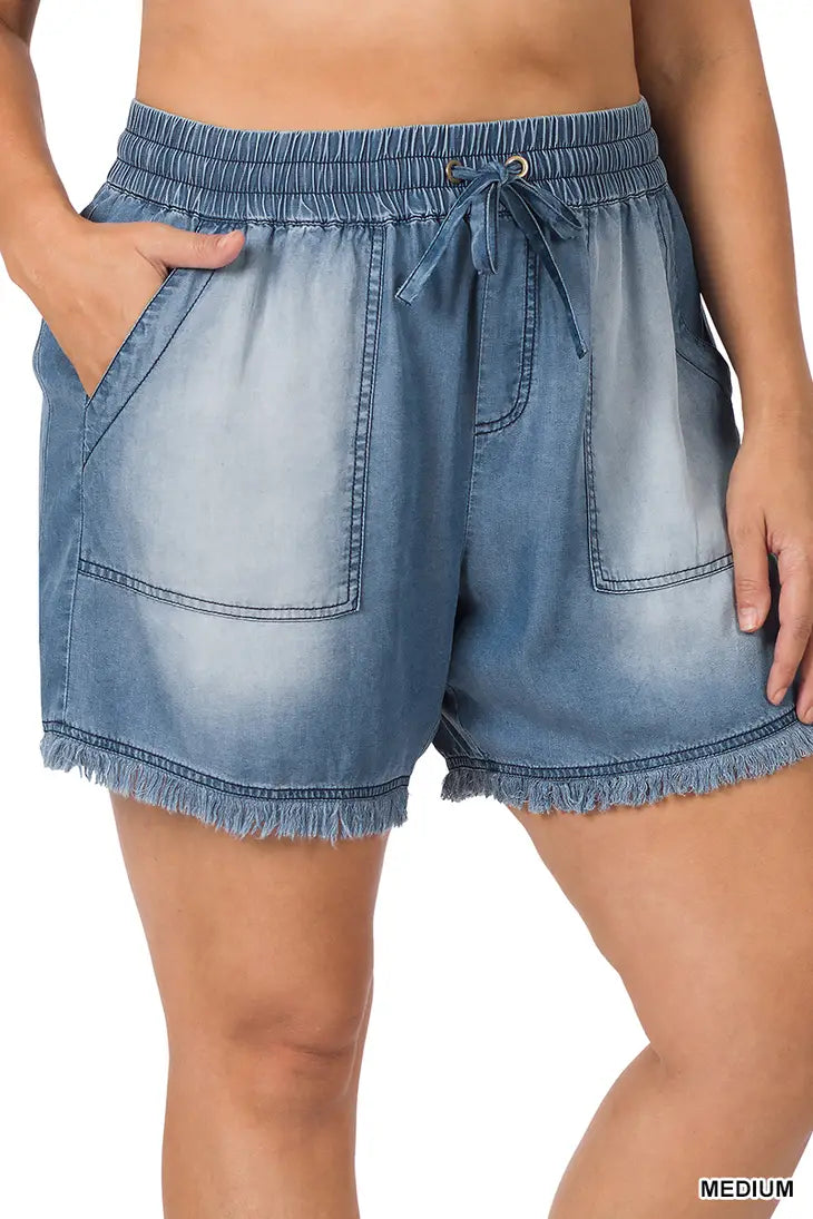 Shimmy In Your Chambray Shorts - Medium