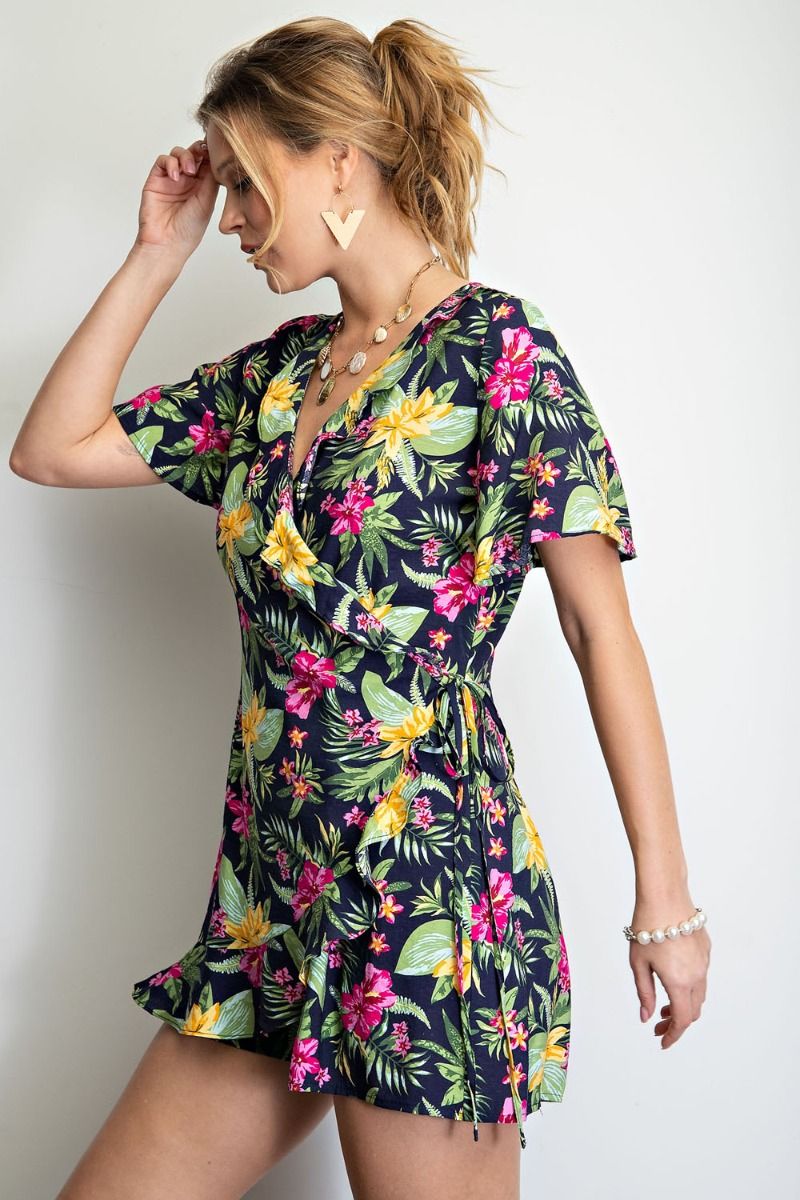 Flirty Floral and Navy Romper