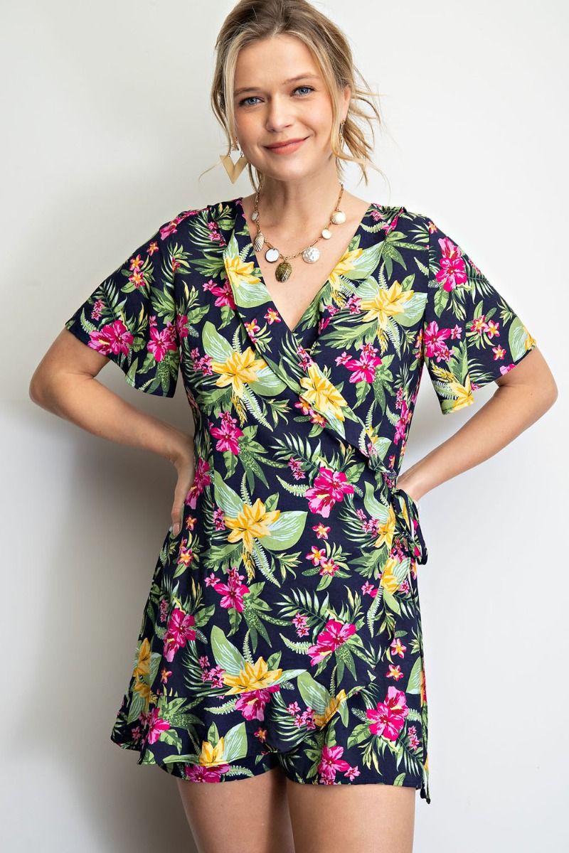 Flirty Floral and Navy Romper
