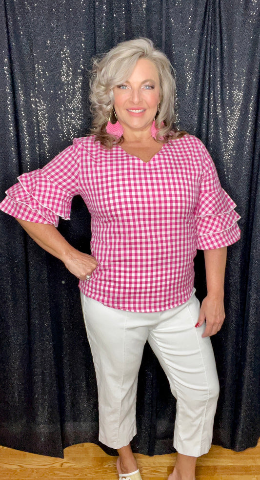 It’s Pink Gingham Girl Top (IN STOCK)