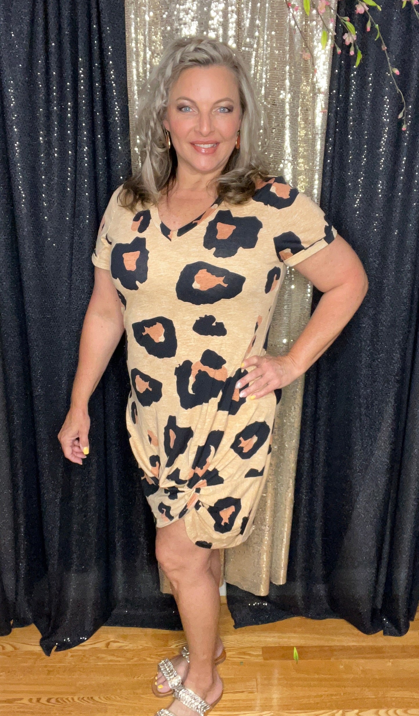 Leopard Twisted Hem HELLO! Dress