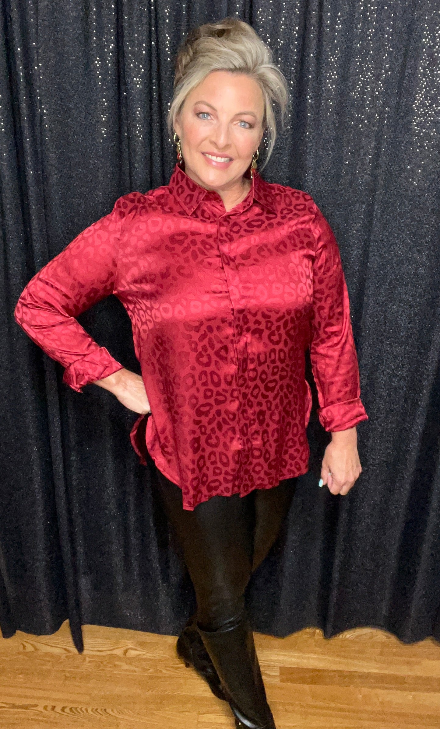 Red Hottie In Leopard Blouse (IN STOCK)