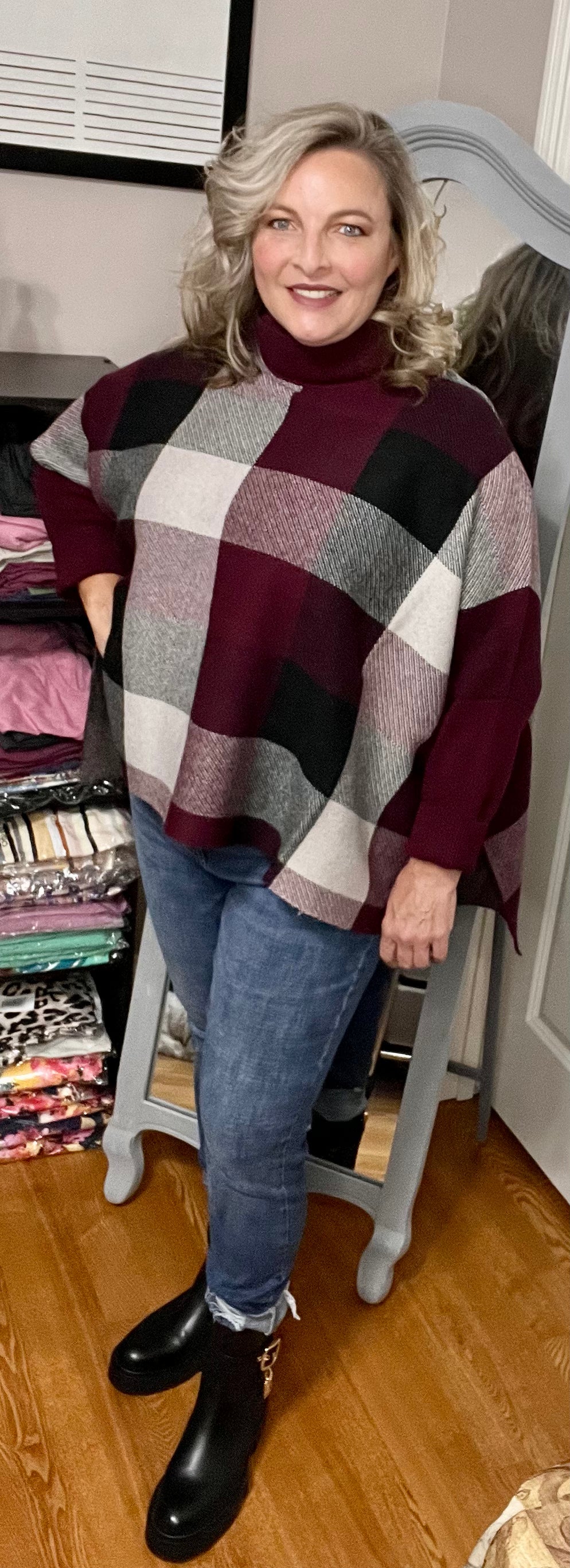 Pretty Please In Plaid Turtleneck Sweater (IN STOCK)