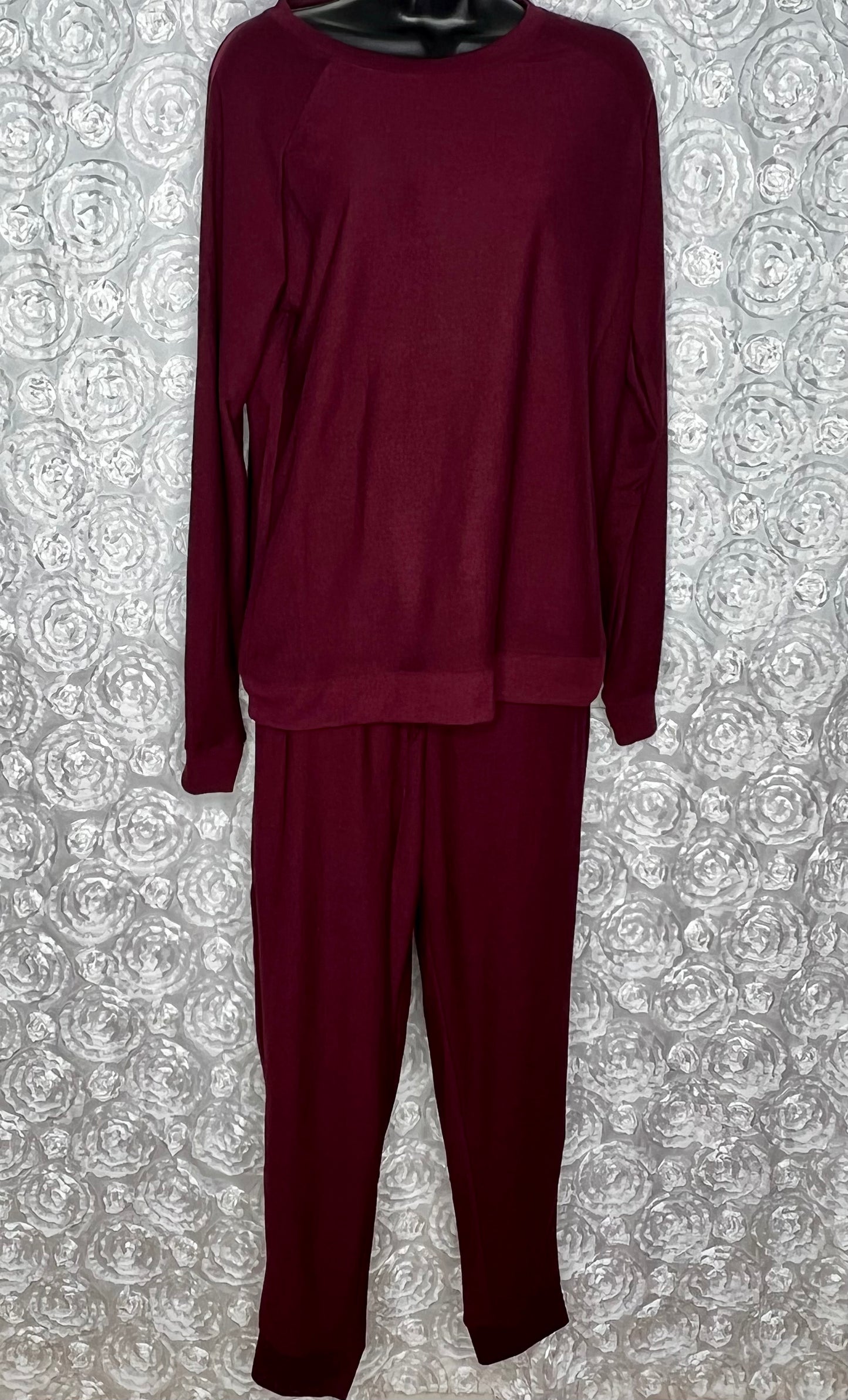 Keep It Casual - Cream Mauve/Dk. Burgundy Jogger Set