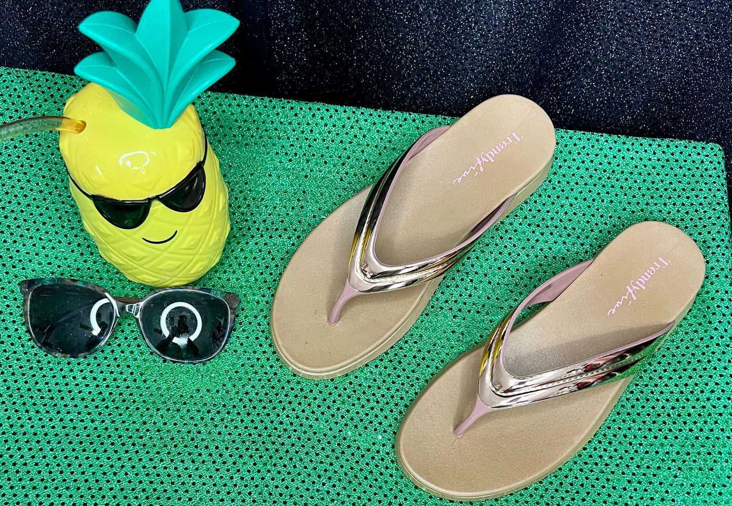 Rose Gold & Glimmer Thong Sandal