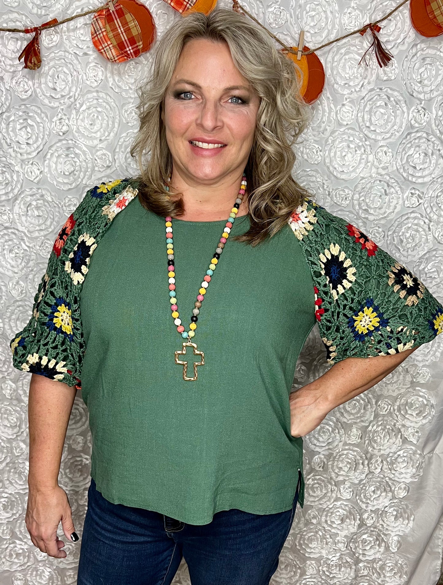 Color Burst In Green Top (IN STOCK)