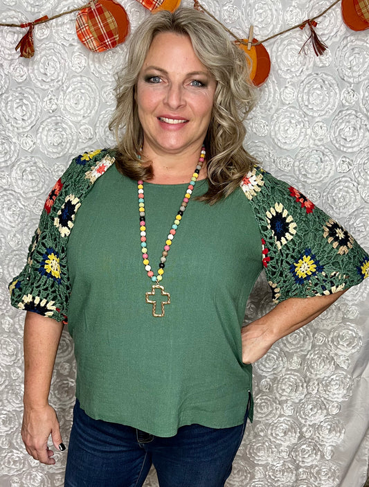 Color Burst In Green Top (IN STOCK)
