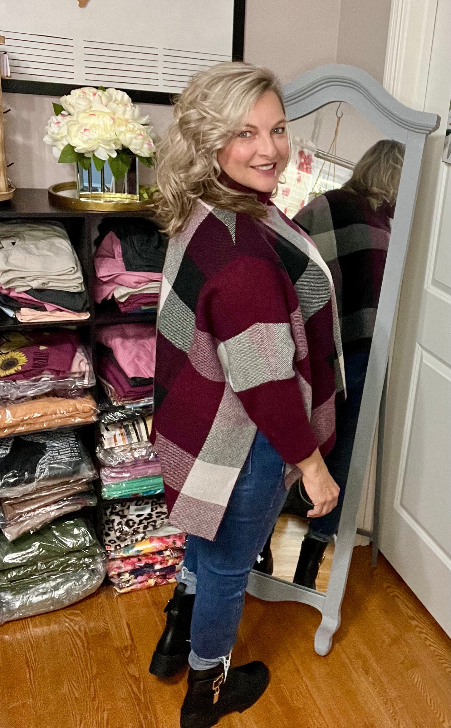 Pretty Please In Plaid Turtleneck Sweater (IN STOCK)