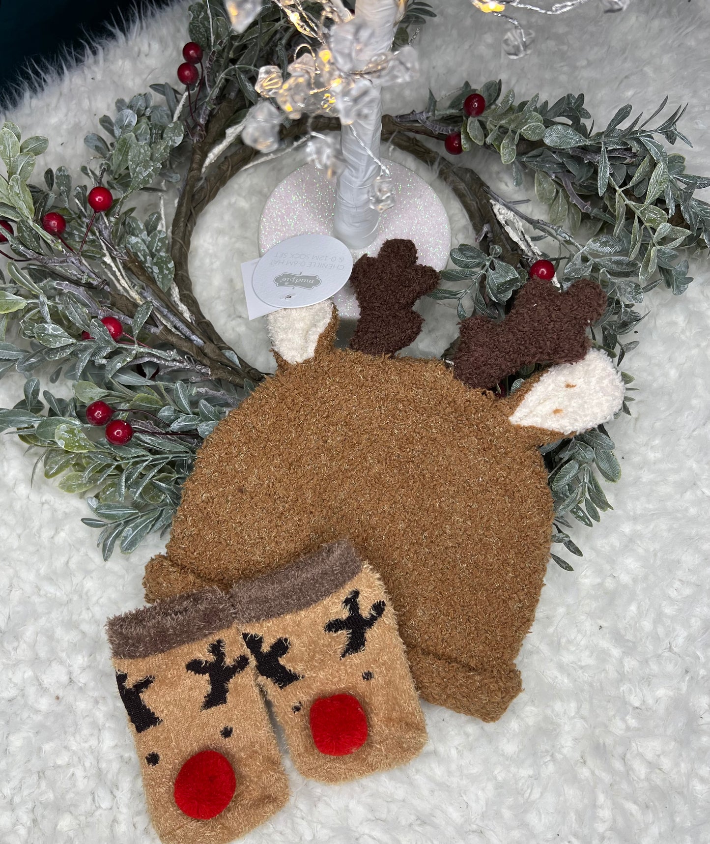 Rudolph Chenille Hat & Socks