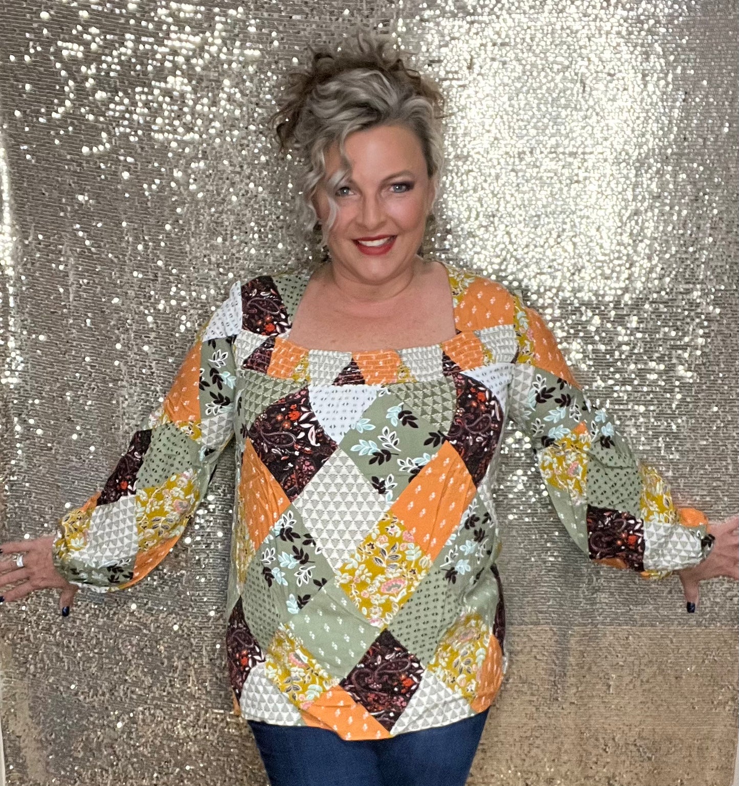 Patchwork and Print Top (IN STOCK)