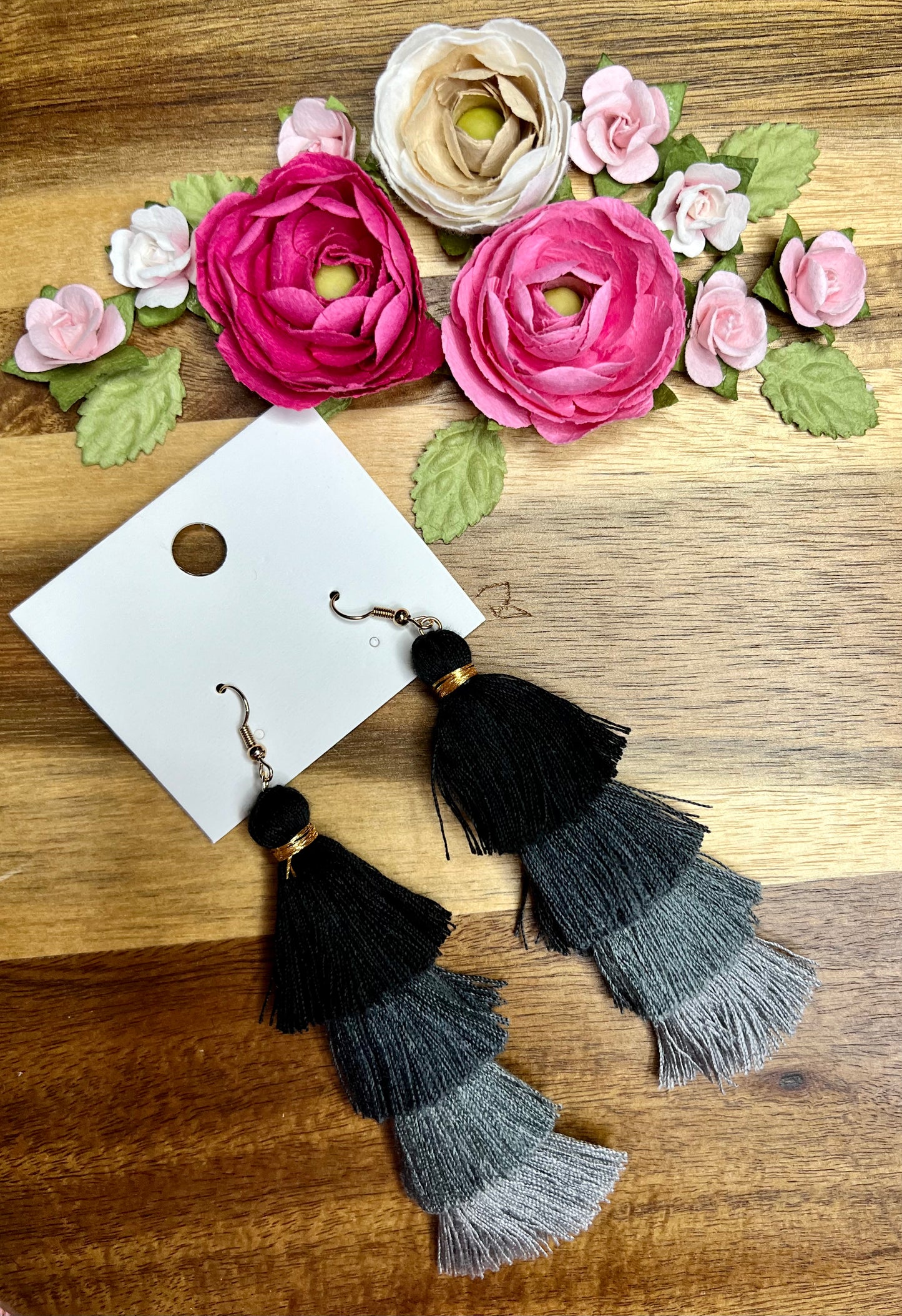 Free Fall Tassel Earrings - Blacks (IN STOCK)