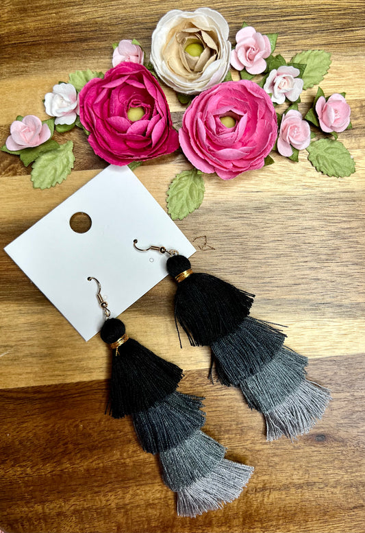 Free Fall Tassel Earrings - Blacks (IN STOCK)