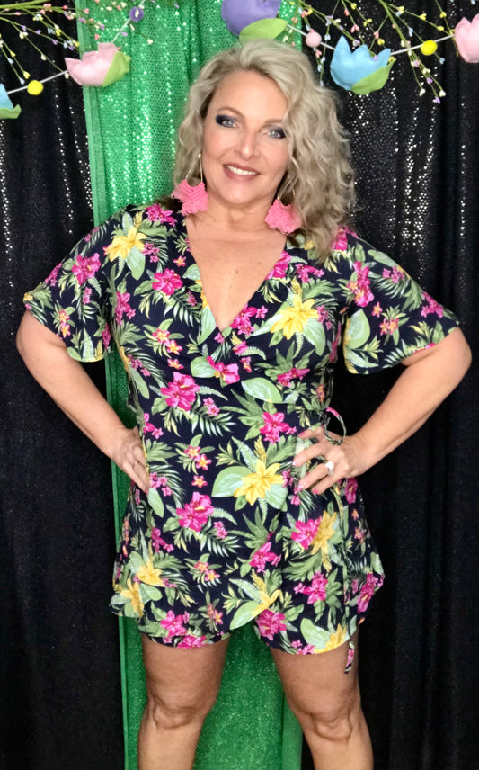 Flirty Floral and Navy Romper