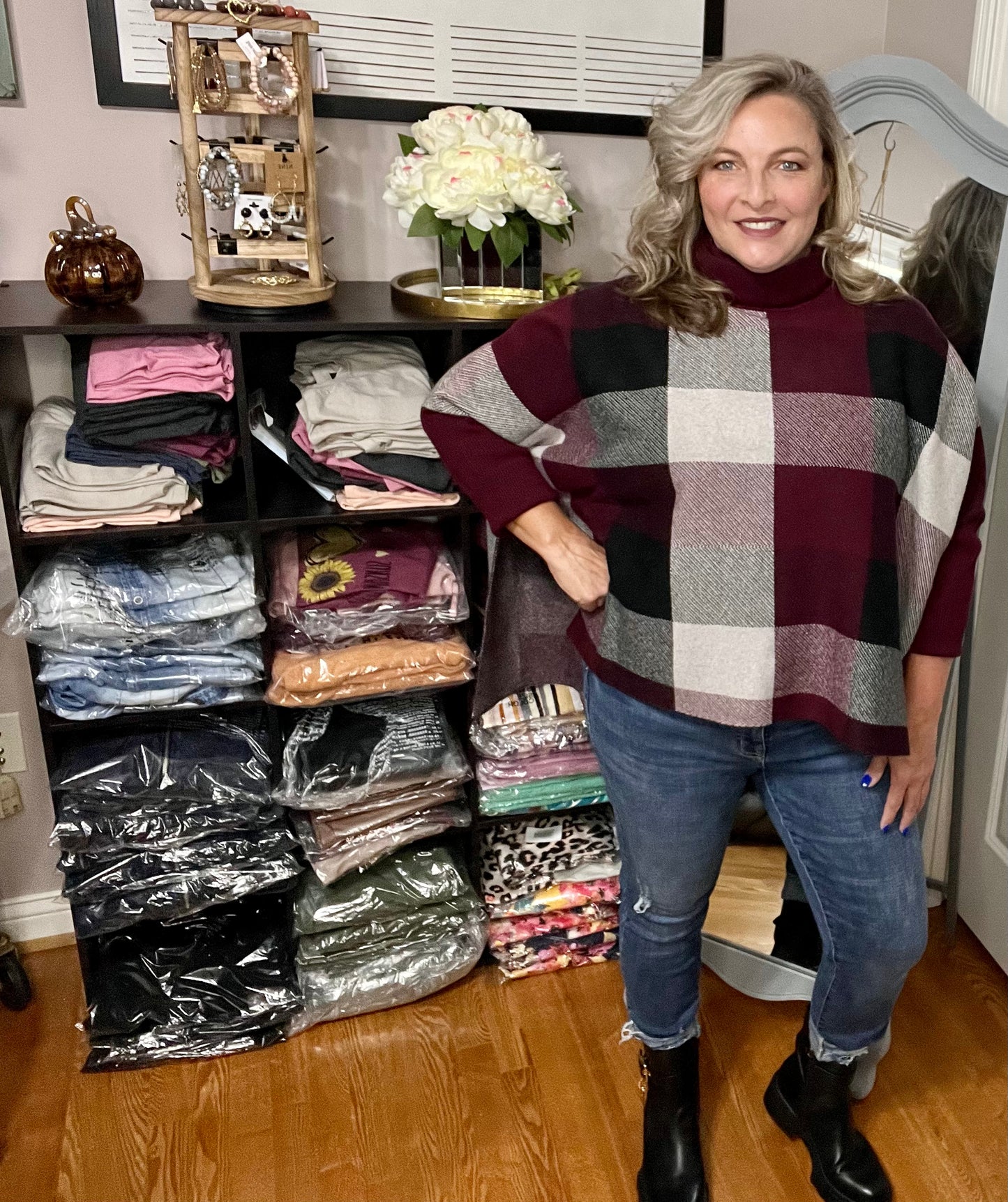 Pretty Please In Plaid Turtleneck Sweater (IN STOCK)