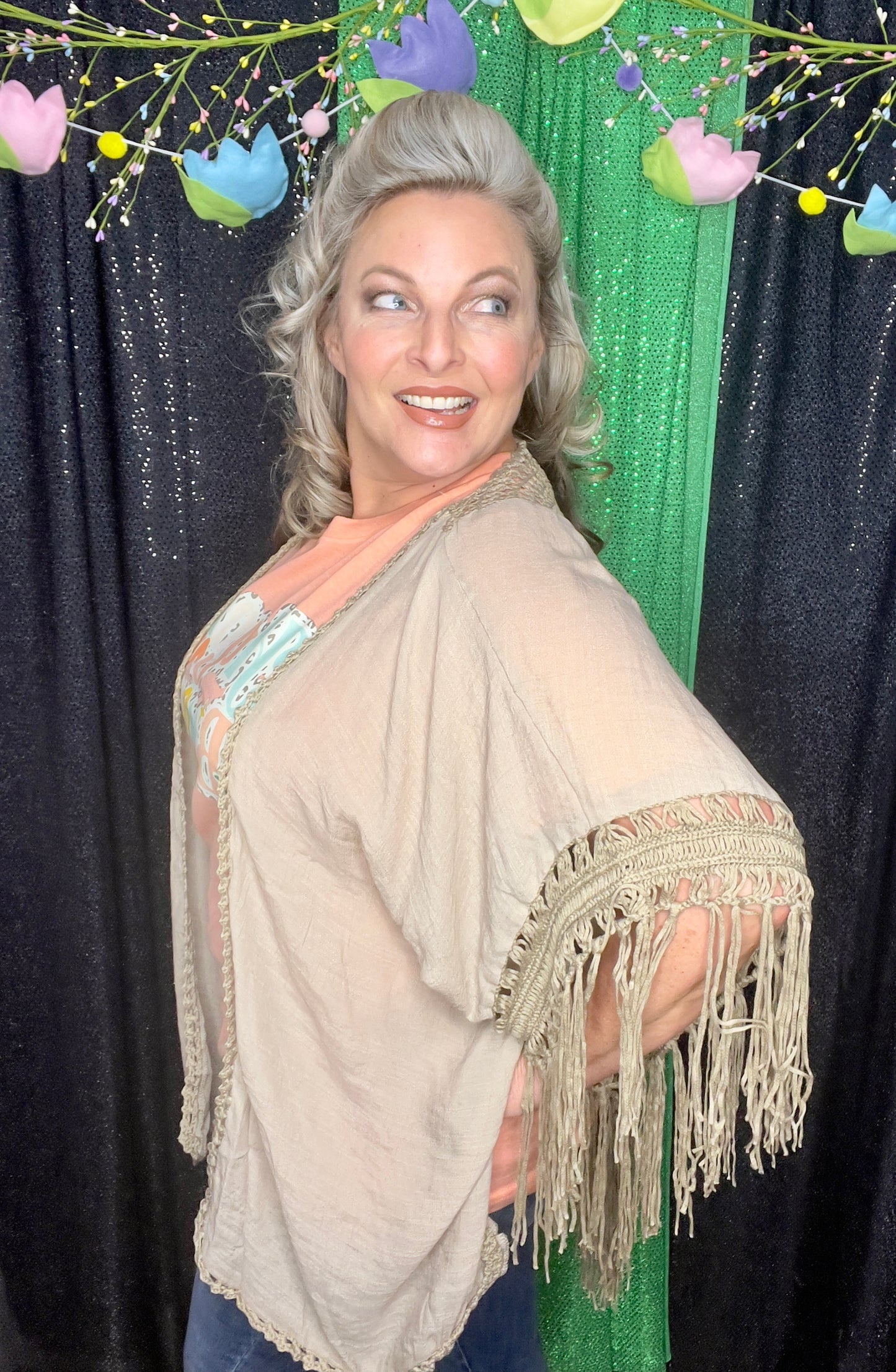 Mocha Medallion Crochet Kimono (IN STOCK)