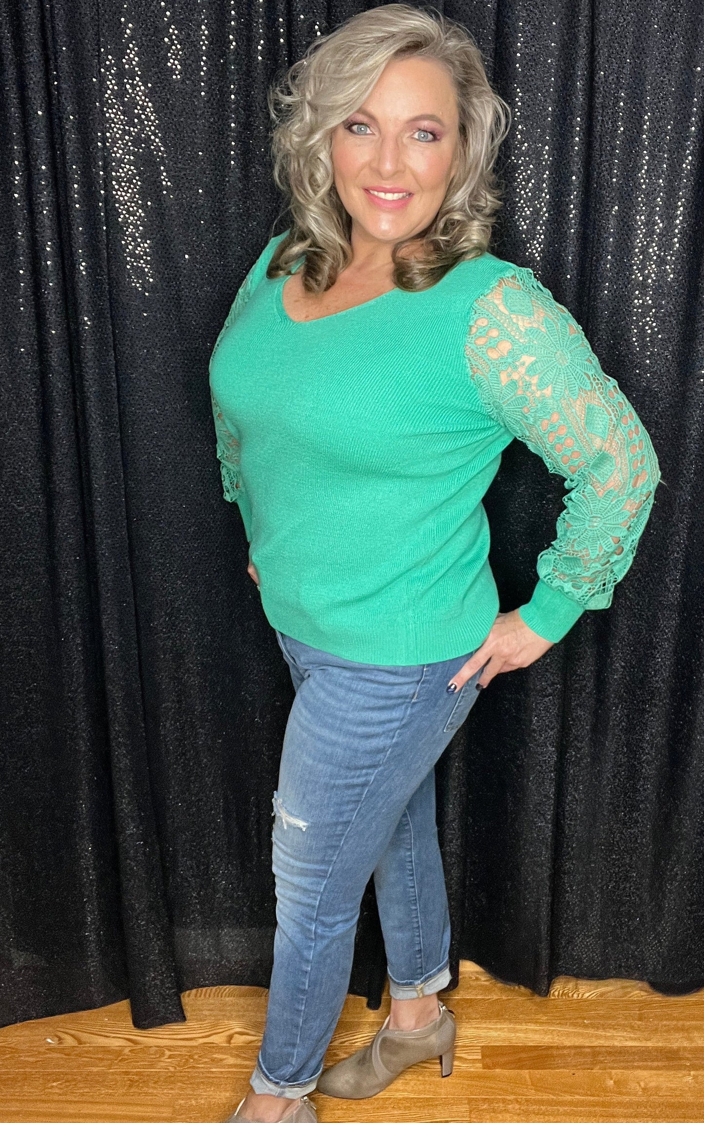 Laced With Love Green Sweater (IN STOCK)