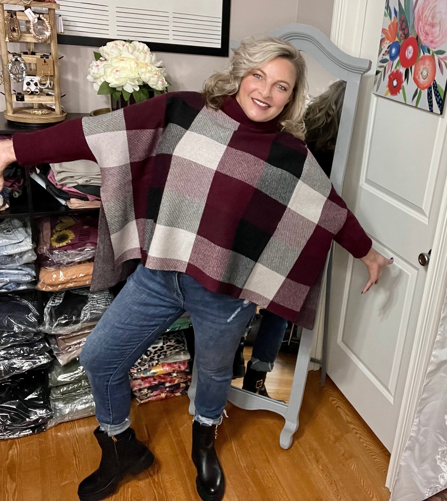 Pretty Please In Plaid Turtleneck Sweater (IN STOCK)