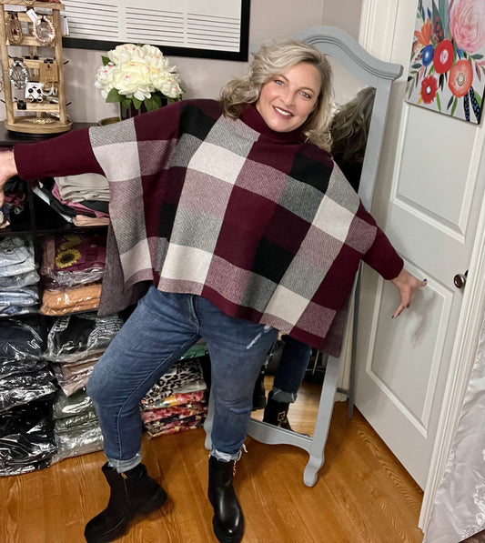 Pretty Please In Plaid Turtleneck Sweater (IN STOCK)