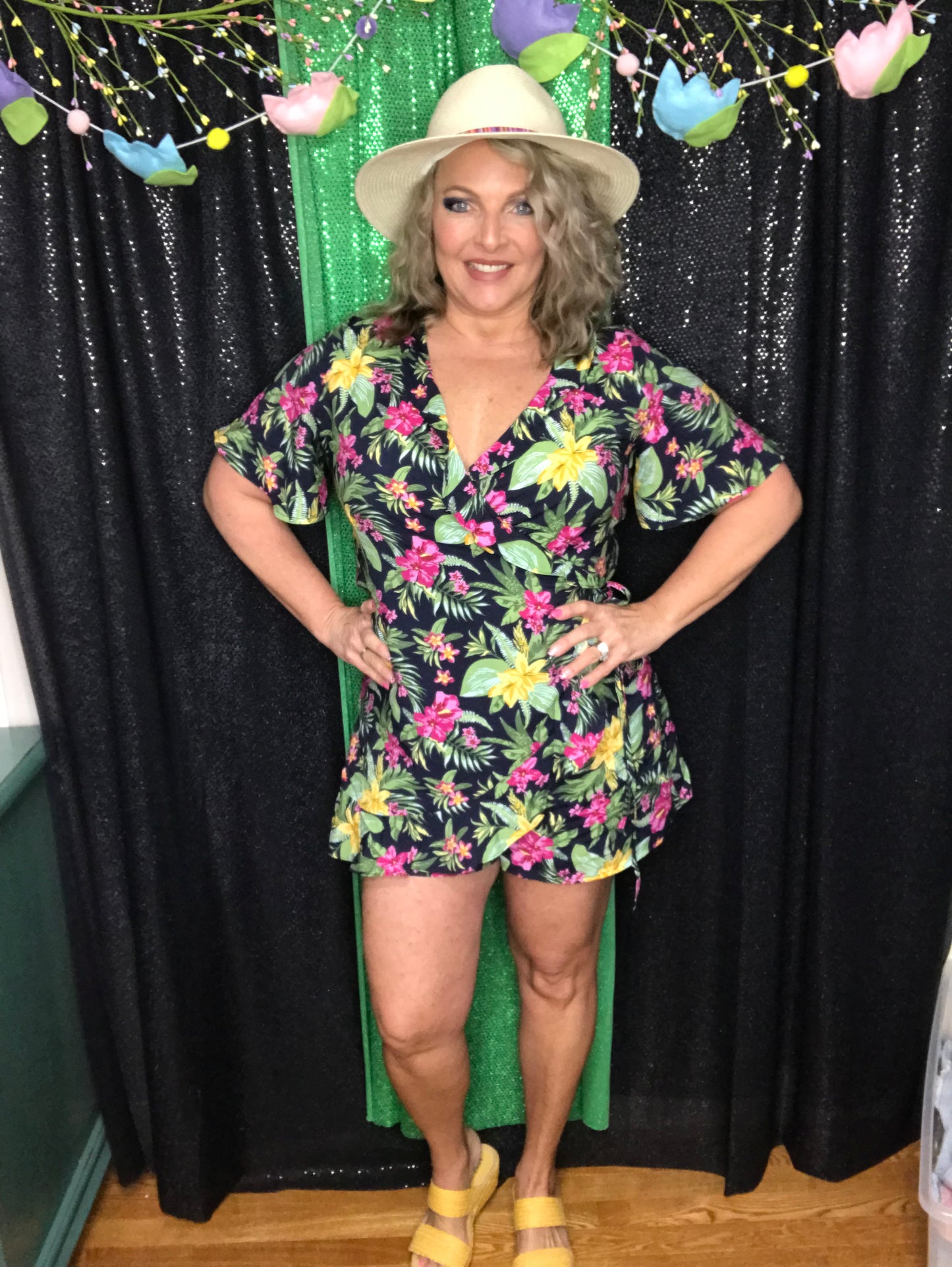 Flirty Floral and Navy Romper