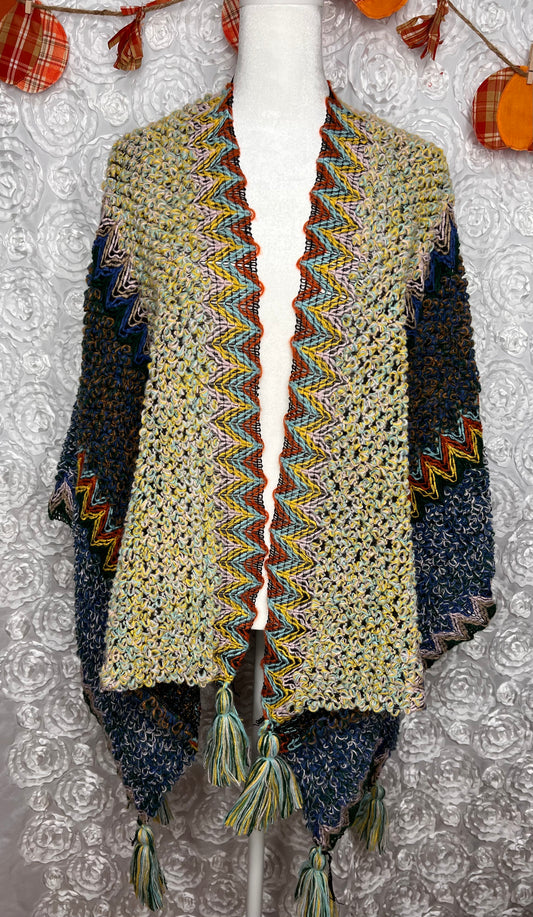 Cozy And Cashmere Wrap - Green & Blue (IN STOCK)