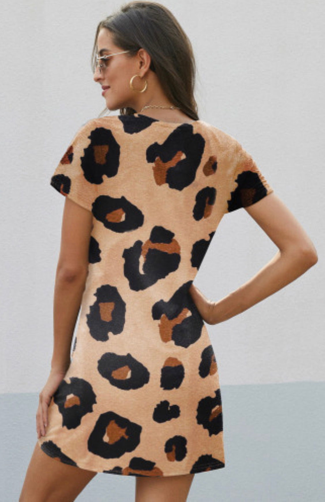 Leopard Twisted Hem HELLO! Dress