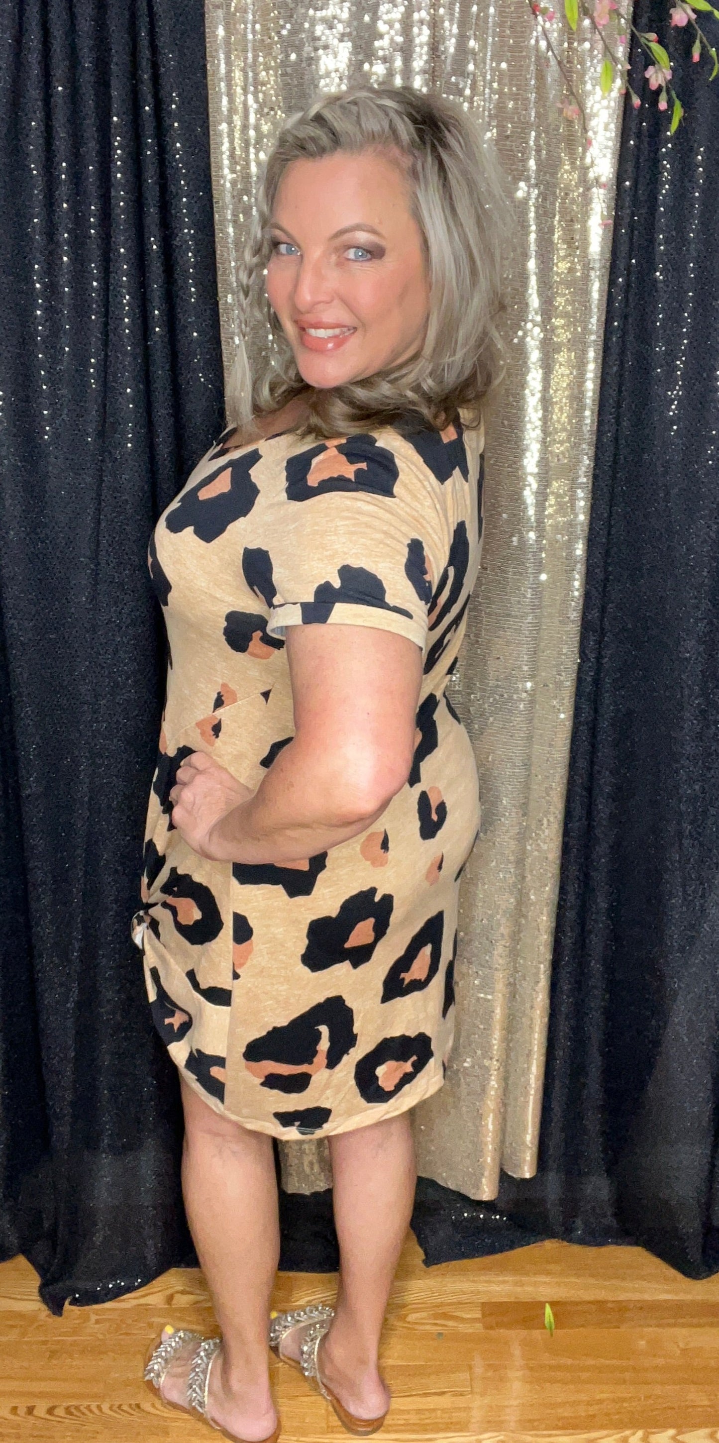 Leopard Twisted Hem HELLO! Dress